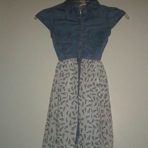 GIRL'S  Japan Kids Denim Floral Dress